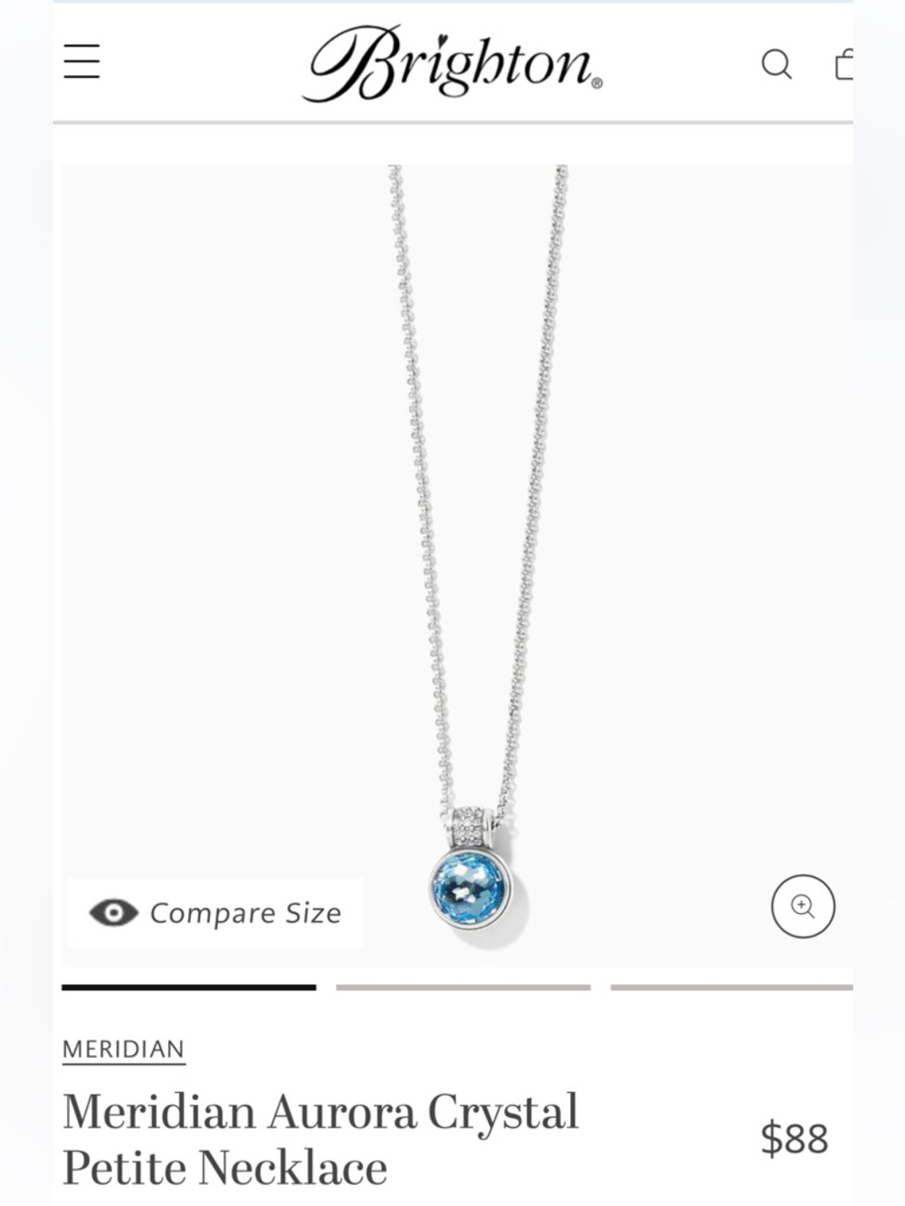 Brighton Meridian Aurora Crystal Petite Necklace, NWT